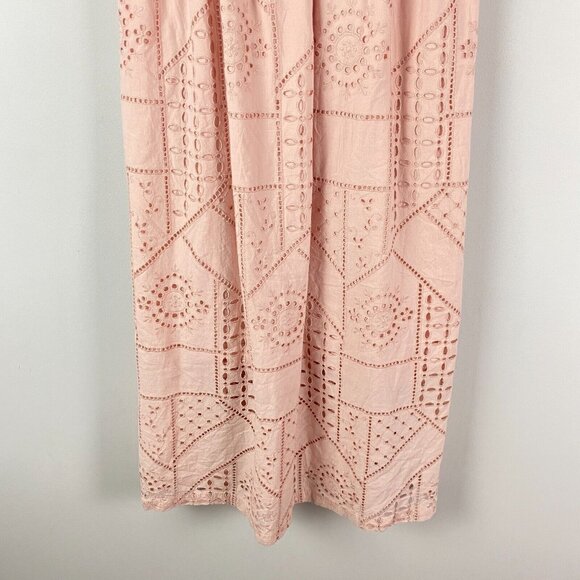 HATCH Maternity The Ivy Eyelet Midi Dress in Blush Pink Size 2 Cotton - Picture 3 of 11